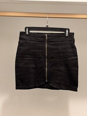 We The Free Black Front-Zip Panel Mini Skirt